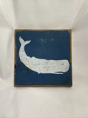 Placa de Pared Ballena 9.5"x9.5" Siete Diseños de Ancla Madera Azul Ballena Hecha en EE. UU. Foto 1 de 4