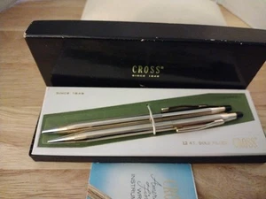 VINTAGE 1967 CROSS 12KT GOLD FILLED PEN & PENCIL SET - Picture 1 of 11