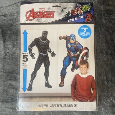 5' Marvel Avengers Birthday Party Scene Setter Captain America Black Panther NEW - Image 1 of 4