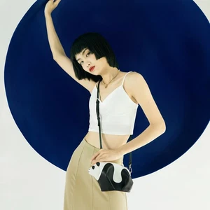 Genuine Leather Women Cute Bag Original Panda Bag Single-Shoulder Crossbody Bag - Picture 1 of 13