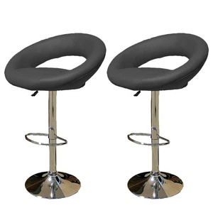 Ergoliving 2 X New Pu Pvc Leather Bar Stool Kitchen Chairs Gas Lift Rio Black - Picture 1 of 3