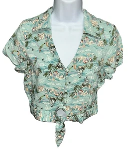 Camicia Disney donna blu medio sirenetta cravatta davanti manica corta mappa pirata - Foto 1 di 8