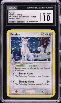 2004 Pokemon EX Fire Red & Leaf Green Reverse Holo Persian #44 CGC 10 GEM MINT - Image 1 of 2
