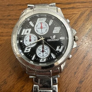 Vintage Orlando Triple Dial Wrist Watch Stainless Steel - Bild 1 von 4