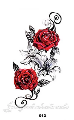 CANDYBARBOUTIQUE KAUFEN SIE 2 ERHALTEN SIE 1 GRATIS!! Old School Lilien und Rosenblumen wasserdicht temporäres Tattoo