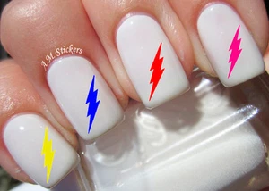 Lightening Bolt Nail Art Stickers Transfers Decals Set of 43 - A1358 - Picture 1 of 2
