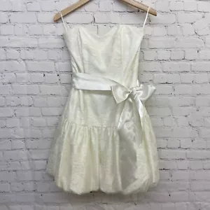 Jessica McClintock Gunne Saxophon 7 cremefarben/weiß Spitze A Line trägerloses Cocktailkleid - Bild 1 von 10