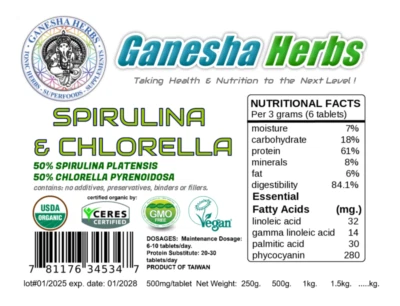 Orgánico 100% puro CLORELLA Y ESPIRULINA 50/50 comprimidos mixtos) ¡Suministro para 4 meses! Foto 1 de 3