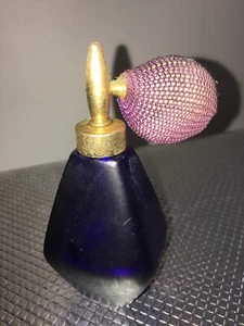 vintage perfume bottle Cobalt blue Frosted Glass Purple Atomizer - Picture 1 of 8