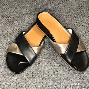 Cole Haan Sandals Women 9 B Arielle Slide Black Bronze Leather Grand.OS W15098 - Picture 1 of 7