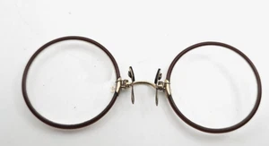 VINTAGE EYEGLASSES PINCH SHUR-ON G.F. ROUND BROWN CELLULOID COLLECTIBLE - Picture 1 of 18