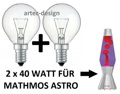 2 x Glühlampe Leuchtmittel (Glühbirne) für Lavalampe MATHMOS ASTRO 40W NEU + OVP - Bild 1 von 2