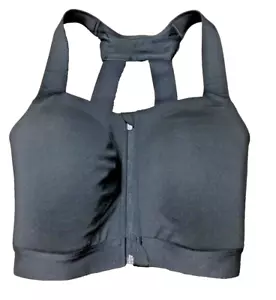 All In Motion Sports Bra Zip Front High Support Racerback Black 34DD Padded Mesh - Picture 1 of 3