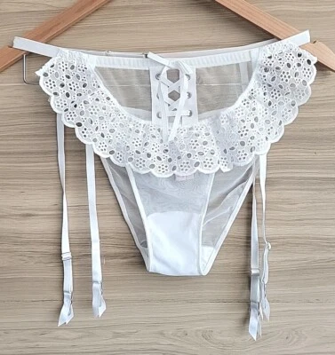 Juego de liga nupcial Victorias Secret Dream Angels ojales encaje liga 2 piezas nuevo con etiquetas Foto 1 de 4