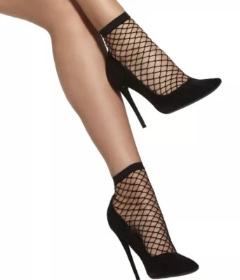 New Womens FISHNET Ankle High Socks- 4-7 shoe-  Black FISHNET Ladies Socks — 第 1/3 张图片