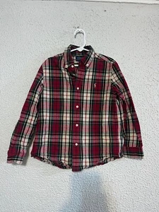 Polo Ralph Lauren Boys Kids Classic Red Christmas Plaid Button Shirt Size 7 - Picture 1 of 4