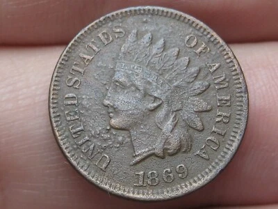 Centavo cabeza india 1869 - LIBERTAD visible, detalles en estado bastante bueno/excelente Foto 1 de 4