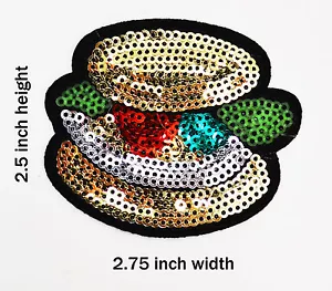 Hamburger Iron-On Sequined Patch - Picture 1 of 1