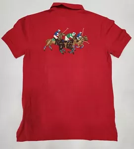 Ralph Lauren Red Triple Pony Embroidered Custom Slim Fit Polo Shirt-- SIZE SMALL - Picture 1 of 4