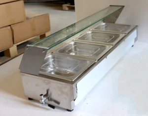 4 Pans Electric Food Warmer Bain-Marie Buffet Heater Transparent Lid 1/2 Size - Picture 1 of 8