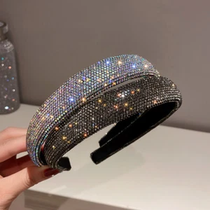 Wide Headbands Glitter Crystal Headband for Women Girl Rhinestone Headbands - Picture 1 of 14