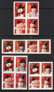 US 2002 NH CHRISTMAS SNOWMEN 3676-9 3680-3 3684-7 3688-1 BLOCKS+COIL FreShip USA - Picture 1 of 1