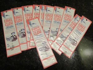 11 Pkgs Vintage Eagle Claw Snelled Fish Hooks Size 8 - Picture 1 of 3