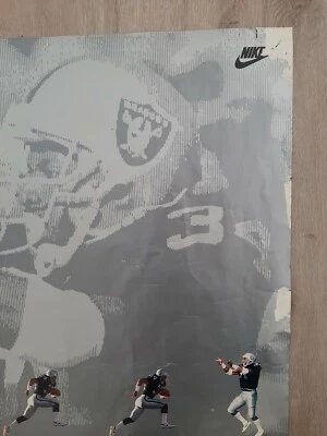 复古 Bo Jackson Oakland Raiders Go BO 海报 Nike 罕见 NFL OG 拉斯维加斯 — 第 1/4 张图片