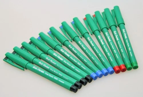 Tintenroller Ball Pentel R50 12 Stück 0,4 mm gemischte Farben Fineliner - Bild 1 von 1