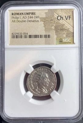 NGC Graded Roman Emperor Philip the Arab 244-249AD Ancient Double Denarius Coin - Image 1 of 4