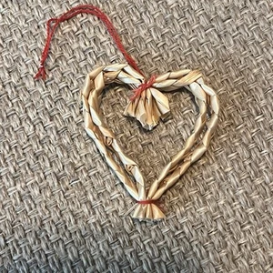 Boho tejido corazón de paja hecho a mano vintage - Imagen 1 de 3