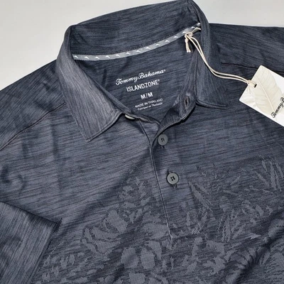 Camisa Polo Tommy Bahama SS Hibiscus Border Island Zone Negro Carbón Mediana M Foto 1 de 4