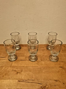 6 Groggläser auf Fuß, klar, massive Ausführung, H = 11 cm, Wandstärke 3 mm - Bild 1 von 5