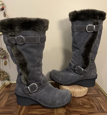 Botas de nieve de invierno de piel sintética BareTraps pegadizas gris oscuro gamuza para mujer talla 8,5 M Foto 1 de 4