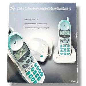 New In Box GE 21006GE3-A Cordless Dual Handse 2 Phones & Base and AC Adapter Set - Zdjęcie 1 z 17