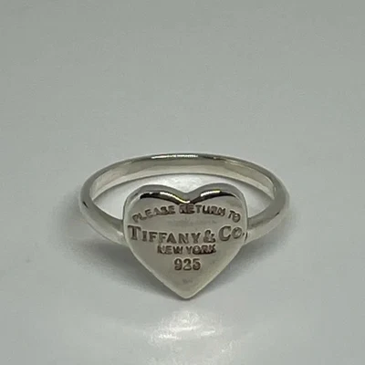 Please Return To Tiffany & Co. Sterling Silver Classic Heart Band Ring Size 8 - Image 1 of 4