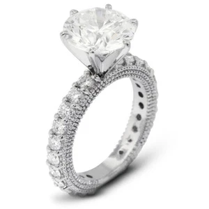 Anillo de oro blanco con diamantes naturales brillantes redondos D SI2 3,21 ctw D SI2 - Imagen 1 de 17