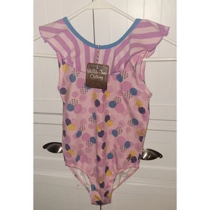 Matilda Jane Girls bodysuit Size 10 One Piece Pink Purple Ruffle Polka Dot nwt - Picture 1 of 4
