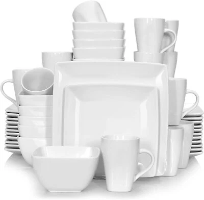 vancasso 16/32/48-Piece Porcelain Dinnerware Set Plate Bowl Mug Dinner Set White - Image 1 of 4