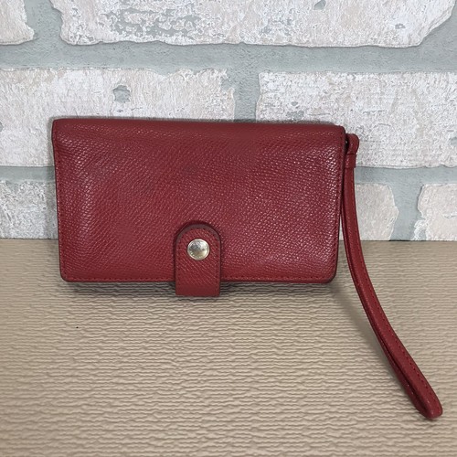 COACH Scheda Telefono Polso Donna Bipieghevole Portafoglio Xgrain Pelle Rossa