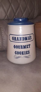 Vintage Glass Cookie Jar Grandmas Gourmet Cookies - Picture 1 of 7