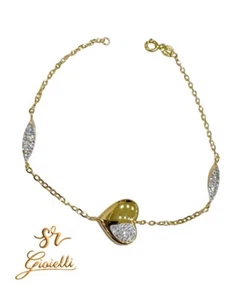 Bracciale in ORO GIALLO modello Cuore con strass 18 KT 750% List. 295€ - Foto 1 di 6