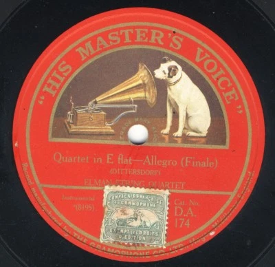 Elman string quartet: Mozart Minuet / Dittersdorf Allegro   HMV 78 rpm - Image 1 of 2