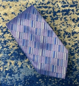 Beau Brummel SOHO Purple Blue Shaded Bias Geometric Handmade Silk Necktie - Picture 1 of 5