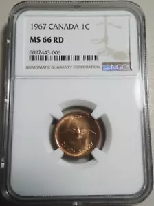 :1967 1C ELIZABETH-II CANADA CENTENNIAL DOVE 1867-1967 NGC MS66RD TOP POP 16/0 - Picture 1 of 2