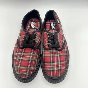 NEW VANS Red Paityn Creepers Plaid Sneakers Shoes women Platform comfort Sz 6.5 - Picture 1 of 7
