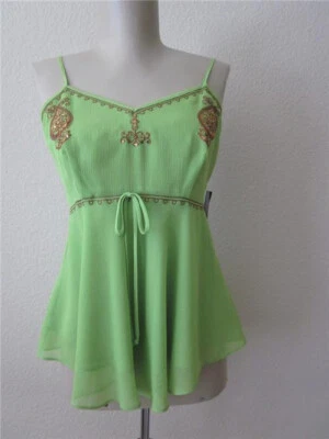 全新 Mix It 绿色亮片帝国手帕迷彩上衣 S — 第 1/2 张图片