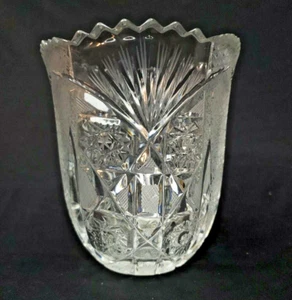 Vintage Pressed Clear Glass Textured Vase - Picture 1 of 8