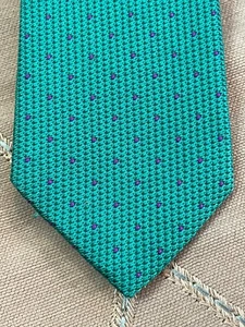Necktie - Turnbull & Asser Emerald Green with Purple Woven Dots - Bild 1 von 4