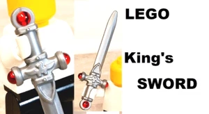 LEGO JEWELED Sword LONG Pointed Silver Blade Embossed Engraved Ruby Gems Hilt - Picture 1 of 1